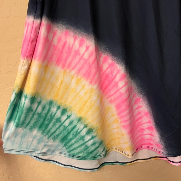 NWT Crown & Ivy Navy Sleeveless Athletic Tank w/Pink/Yellow/Green Tie Dye Arc - Picture 8 of 15